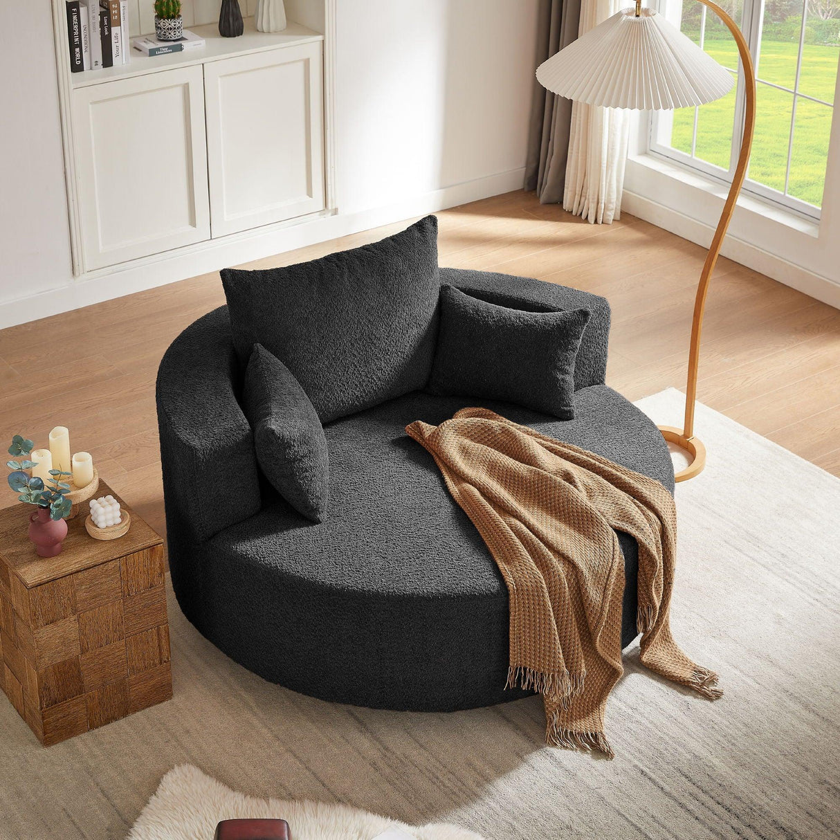 360° Swivel Chair Accent Barrel Chair With Removable Pillows - Furniture Home Direct