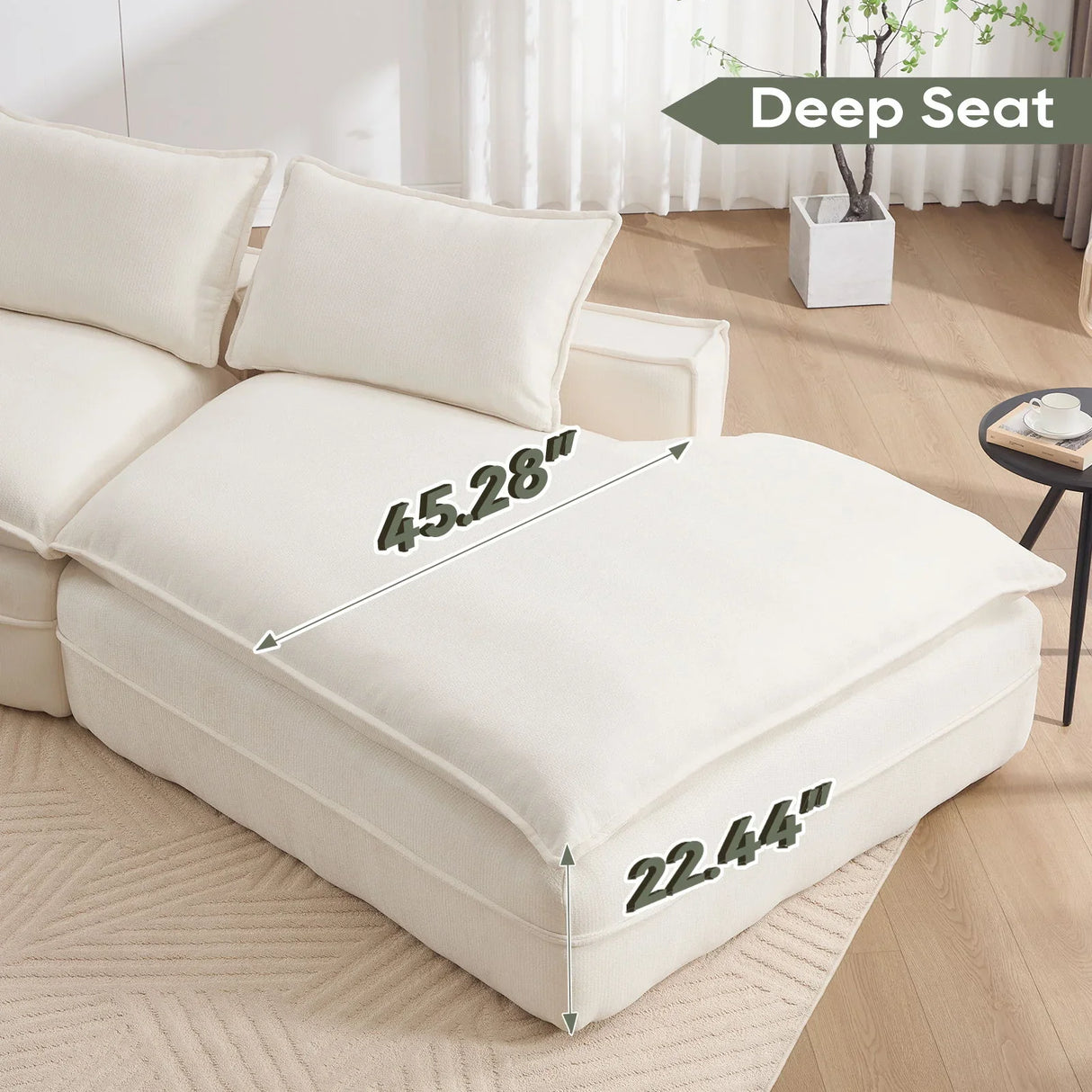 Modern Minimalist Modular Sectional Sofa With Deep Seats And Right Facing Chaise - Furniture Home Direct