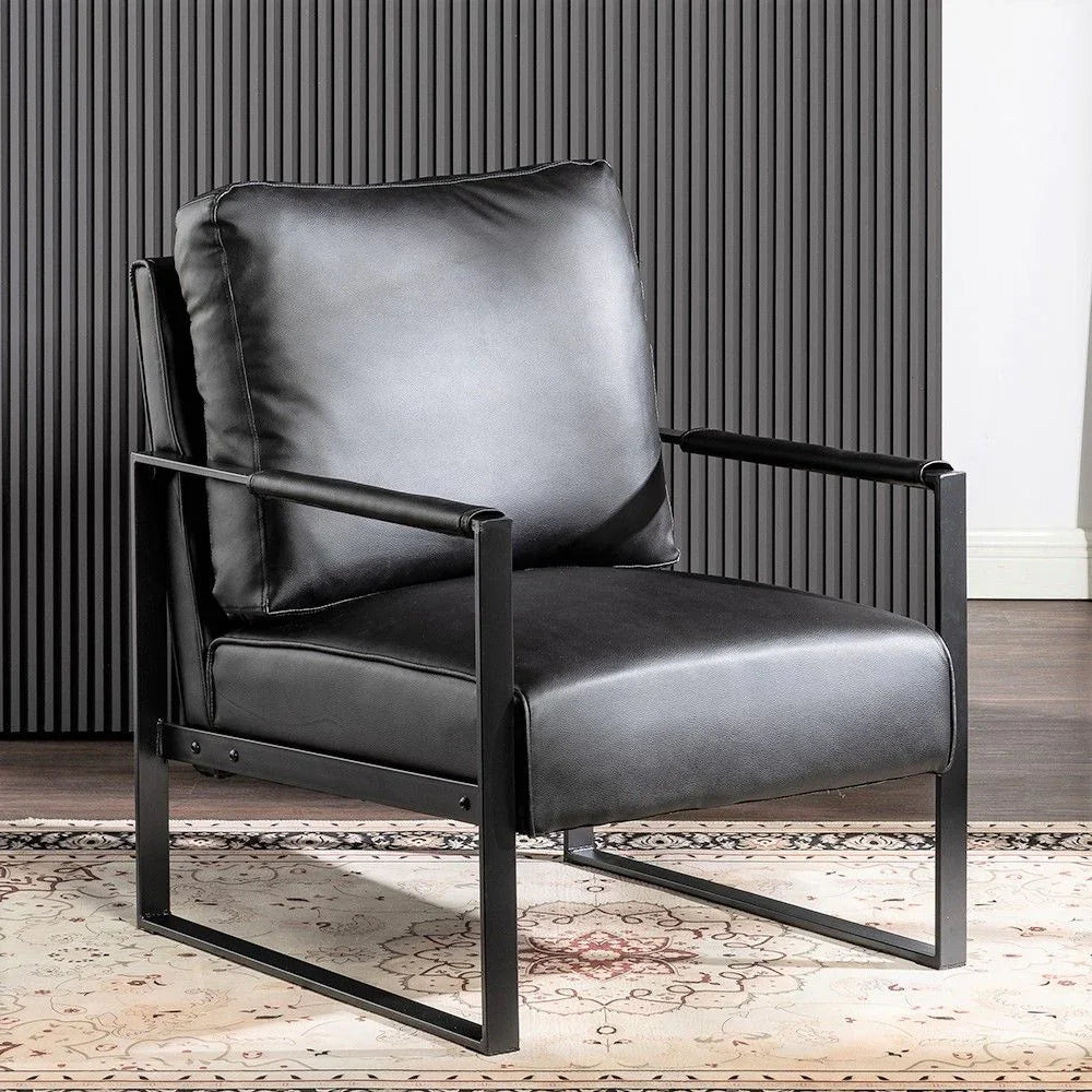 Classic Mid Century Modern Accent Chair With Durable Square Metal Frame, Armchair - Furniture Home Direct