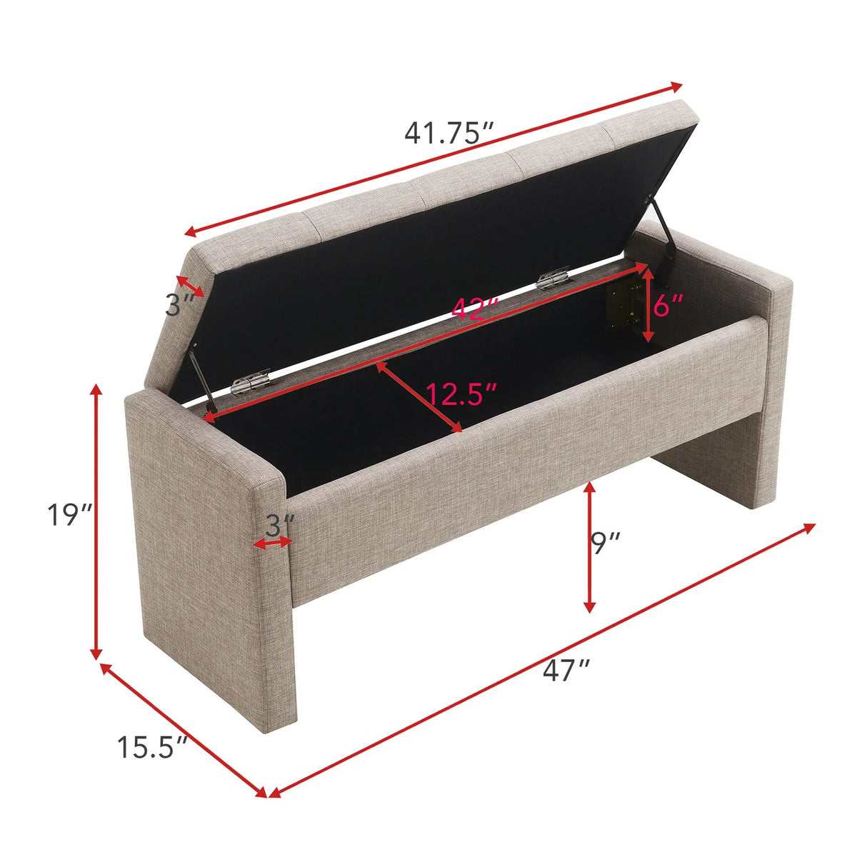 Modern Upholstered Large Bed End Bench With Storage - Furniture Home Direct