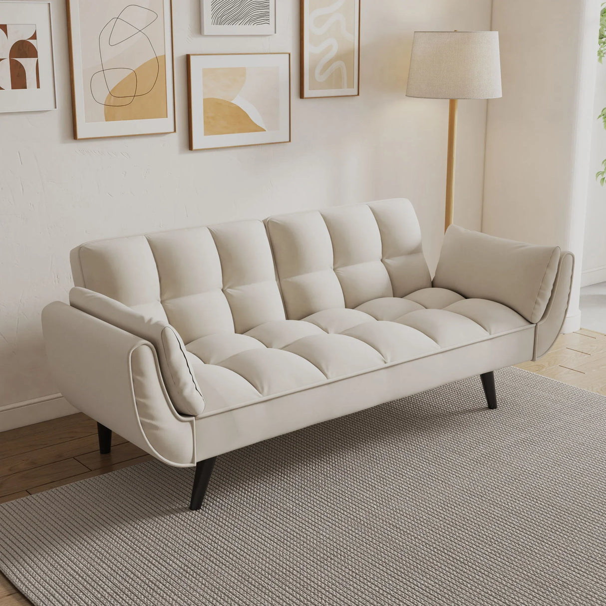 Sofa Soft Two Armrests Throw Pillow Pillow Comfortable Fit Apartment Bedroom Small Space - Furniture Home Direct