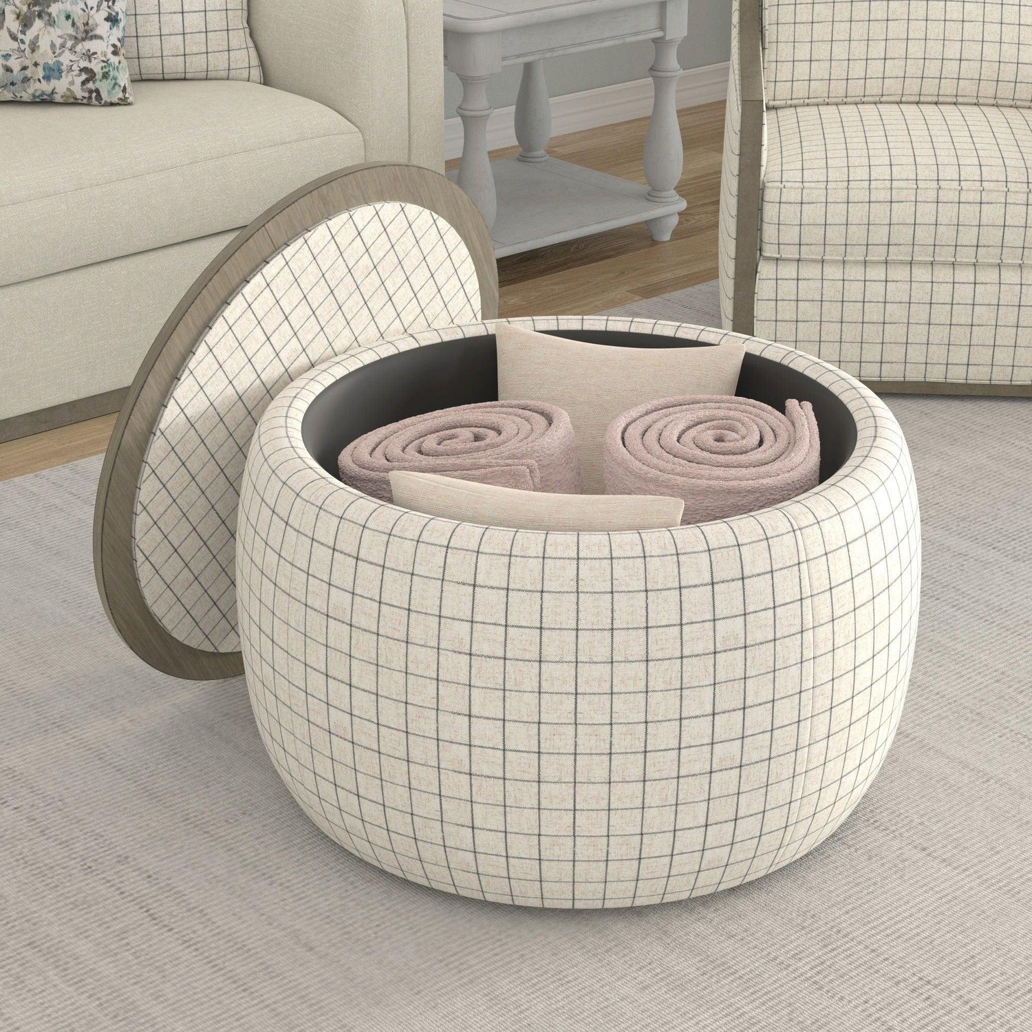 Revel - Storage Ottoman - White - Furniture Home Direct