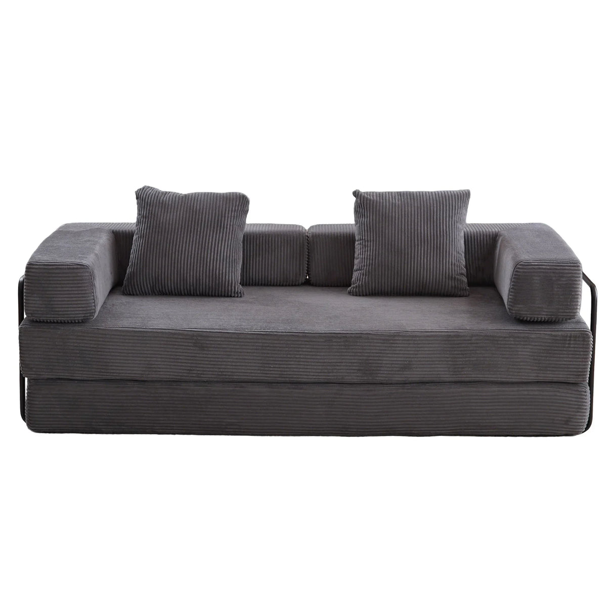 Floor Couch, Convertible Floor Sofa Bed With Pillow Back Support Armrest - Furniture Home Direct