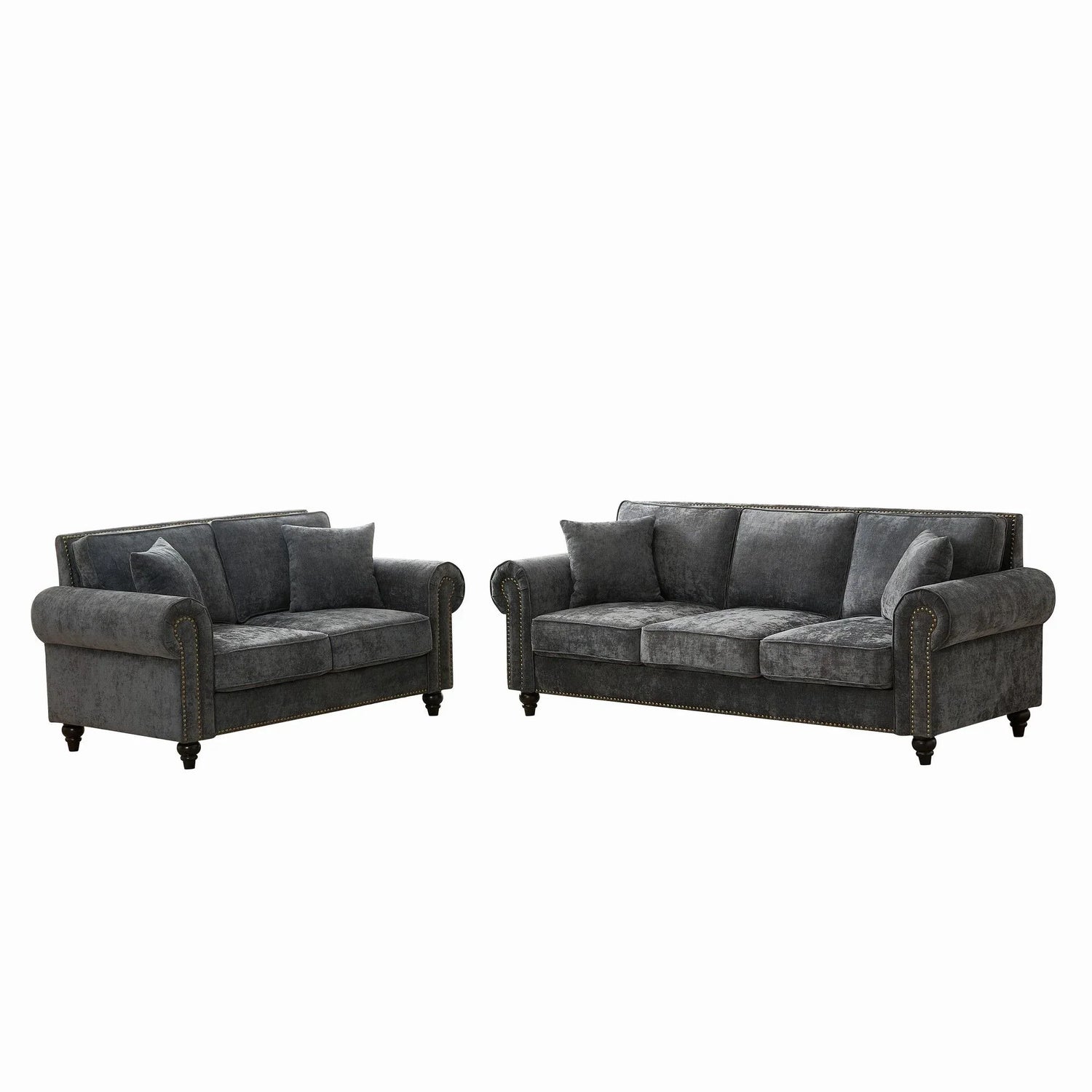 Modern 3 And 2 Seater Sofa With Rolled Arms, Tufted Upholstered Couch - Furniture Home Direct