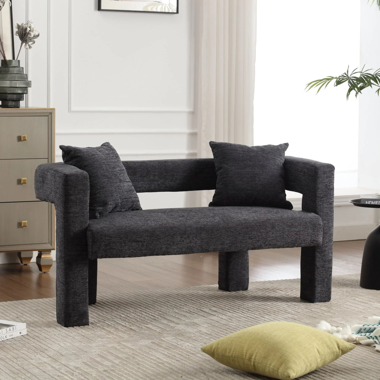 Modern Chenille Loveseat Sofa, Comfy Upholstered 2 Seater - Furniture Home Direct