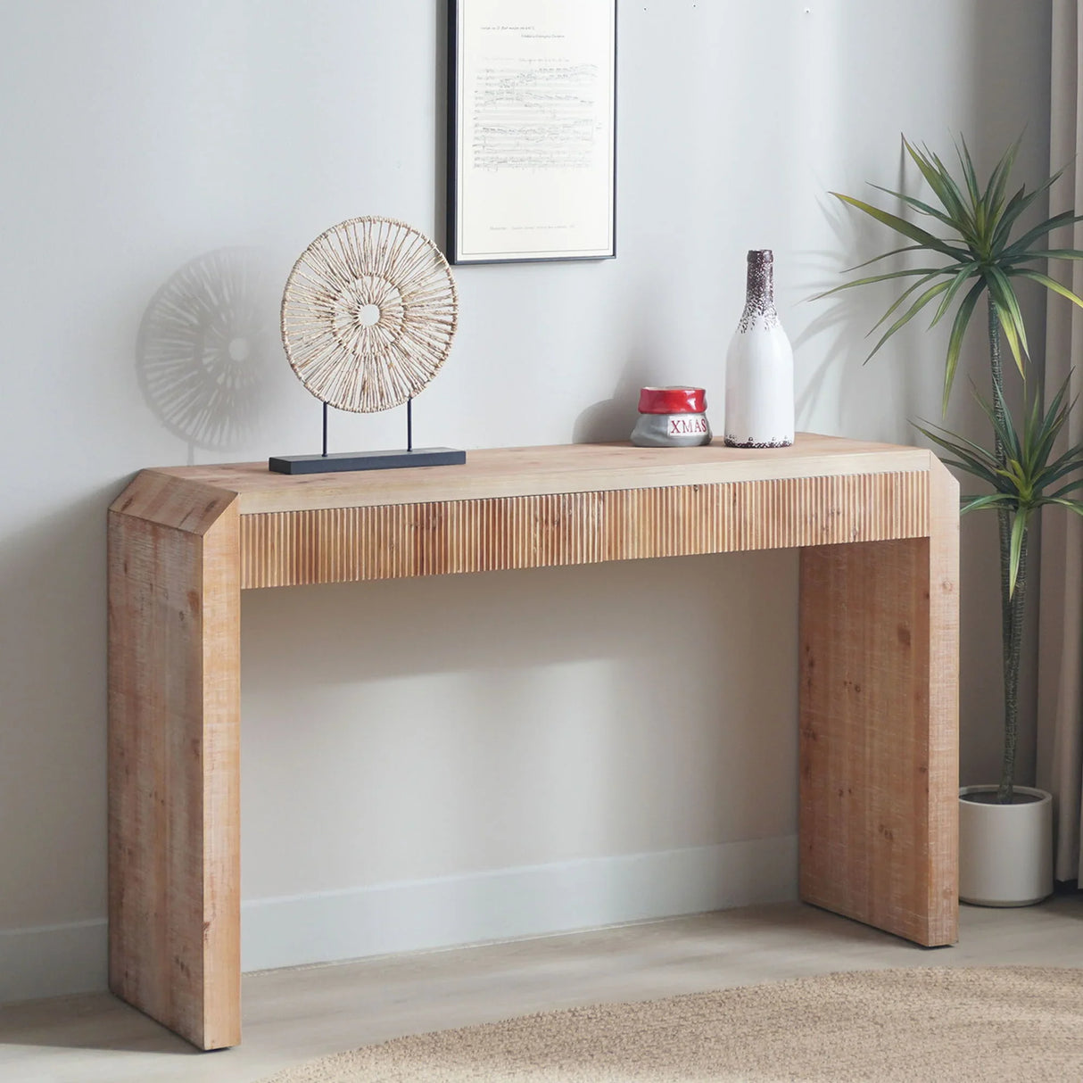 Rustic Modern Console Table With Drawer Storage - Natural Wood - Furniture Home Direct
