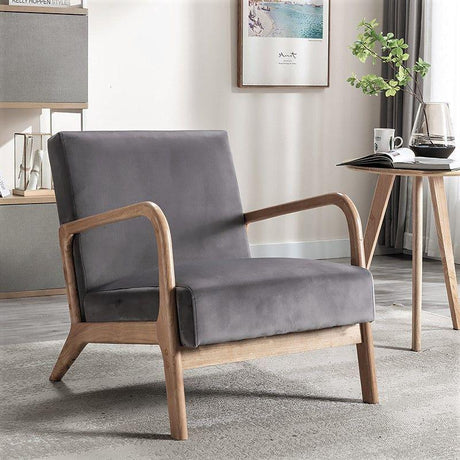 Classic Mid-Century Modern Accent Chairs, Open Framed Armchair With Cushioning - Furniture Home Direct
