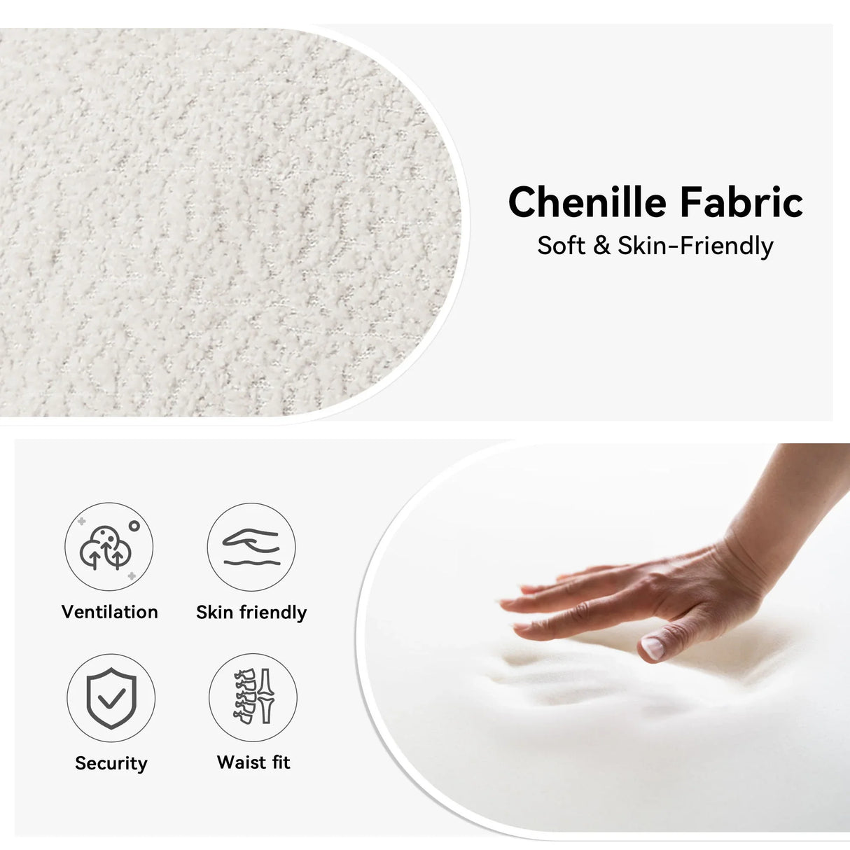 Fixed Modern Accent Chair Single Seater Plush Chenille Lounge Chair With High Resilience Cushion - Ivory White - Furniture Home Direct