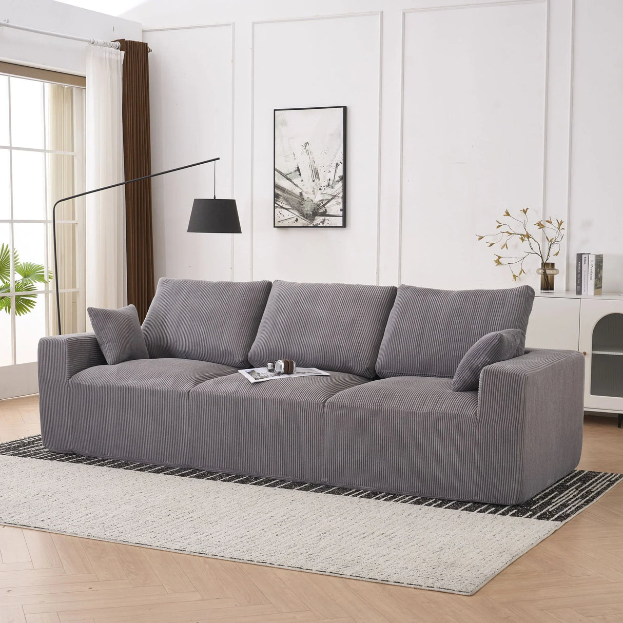 Modular Sectional Sofa With Extra Wide Cushion, USB / Type C Charger, Petal Armrest - Furniture Home Direct