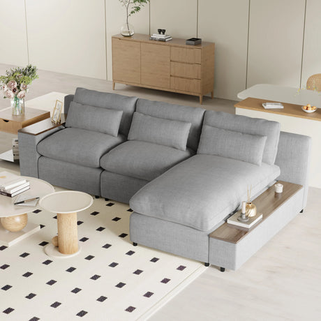 Sectional Sofa Modular With Removable Back Cushions Gray - Furniture Home Direct