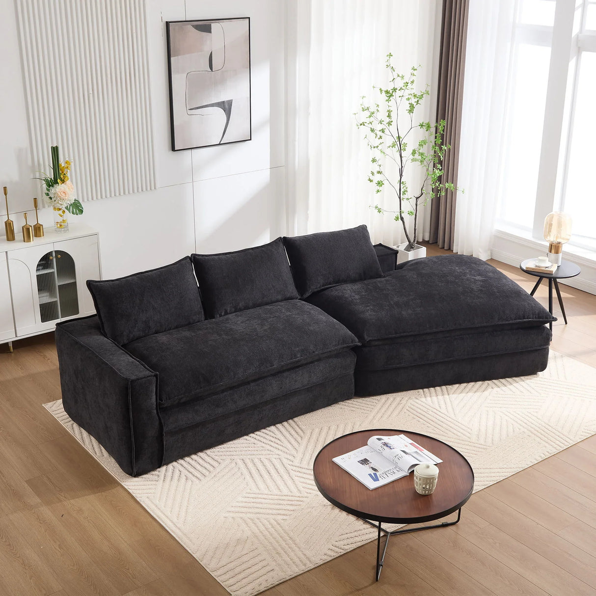 Modern Minimalist Modular Sectional Sofa With Deep Seats And Right Facing Chaise - Furniture Home Direct