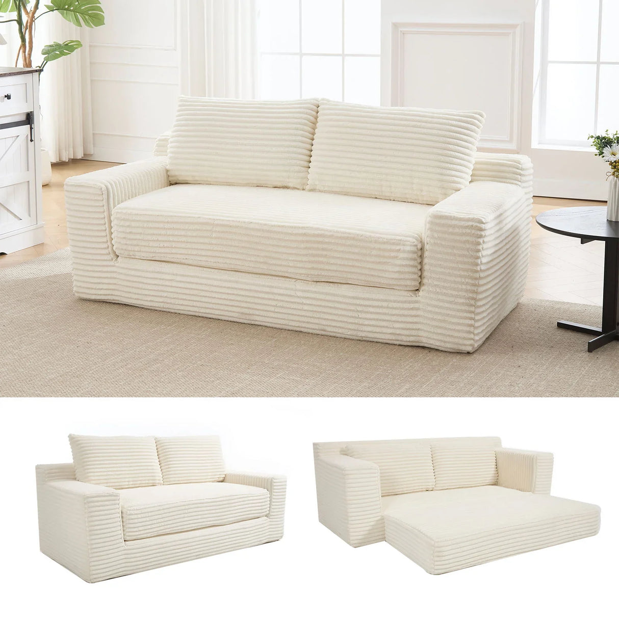 Convertible Loveseat Sofa Bed With Memory Foam & Steel Frame - Furniture Home Direct