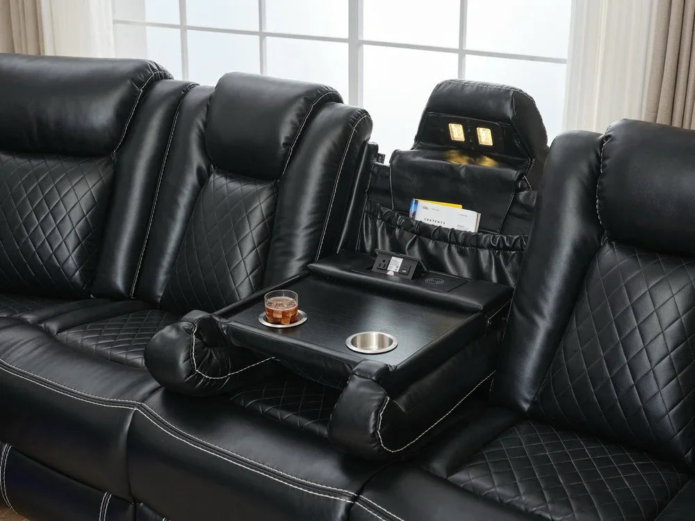Sectional Sofa With Power Recline LED Lighting Black - Furniture Home Direct