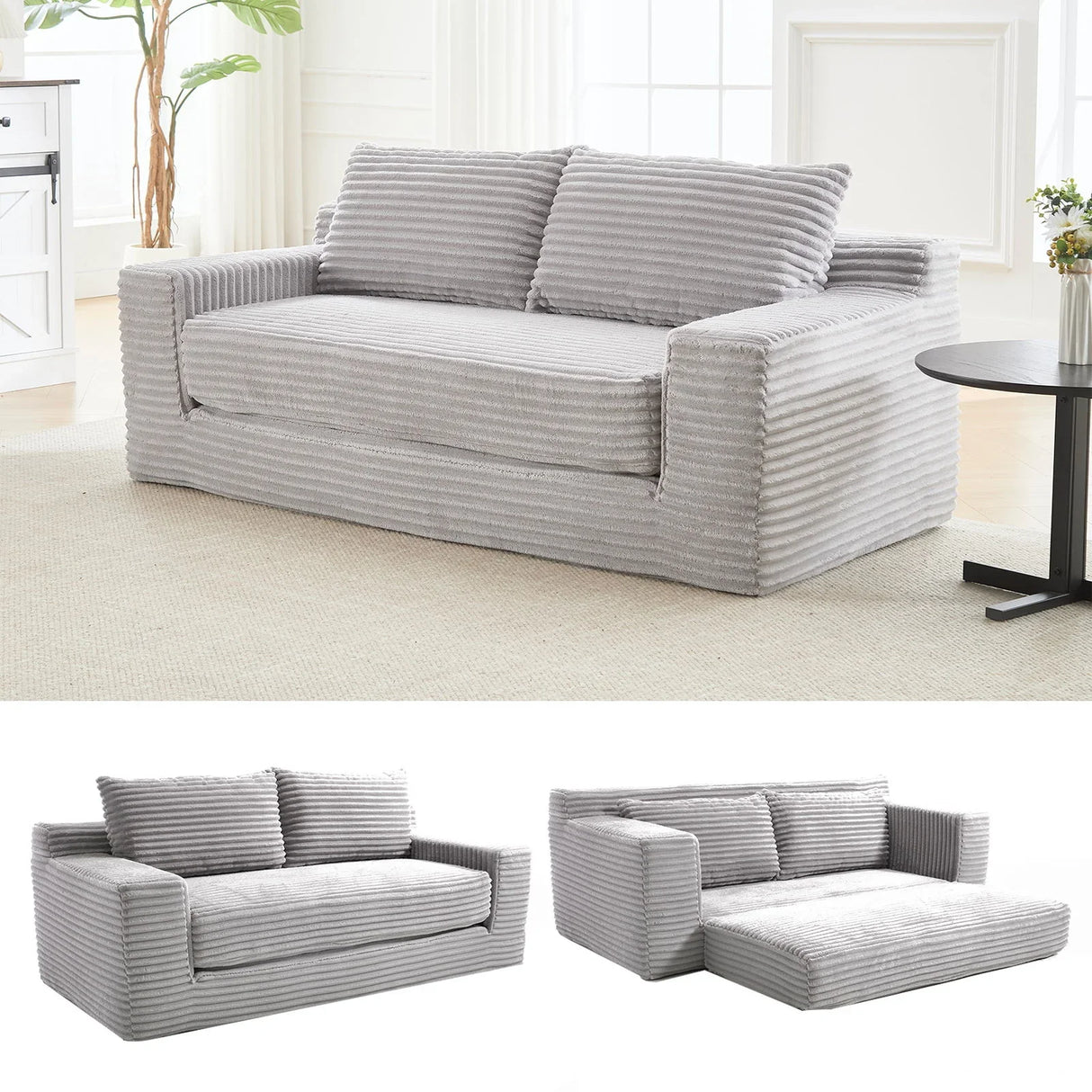 Convertible Loveseat Sofa Bed With Memory Foam & Steel Frame - Furniture Home Direct