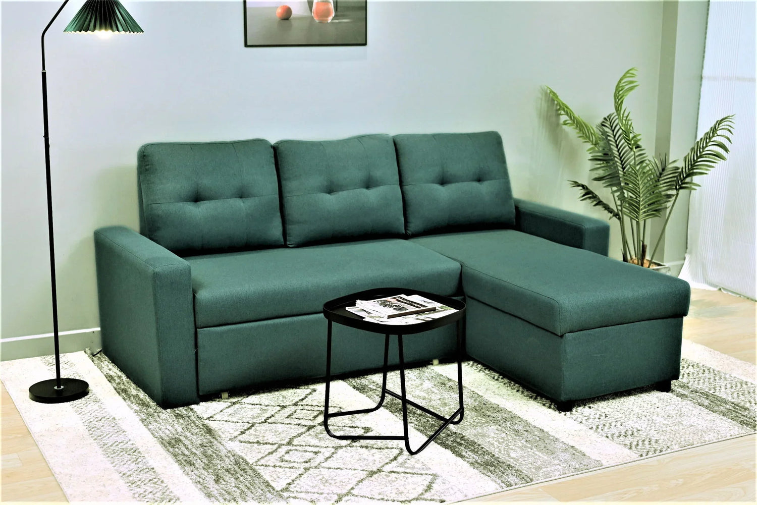 Convertible L Shaped Sectional Sleeper Sofa Bed, Saving Pull Out Couch - Furniture Home Direct