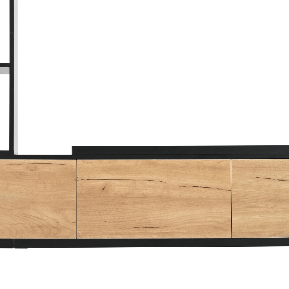 TV Stand With Open Shelves And Three Wood Drawers Black - Furniture Home Direct