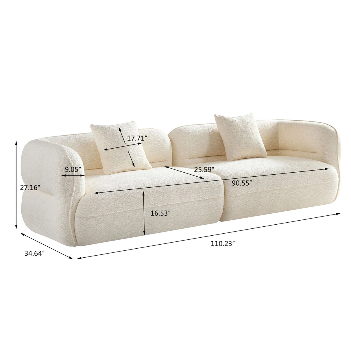 Sectional Sofa With Durable Fabric, Solid Wood Frame, And High Density Sponge Fill - Furniture Home Direct