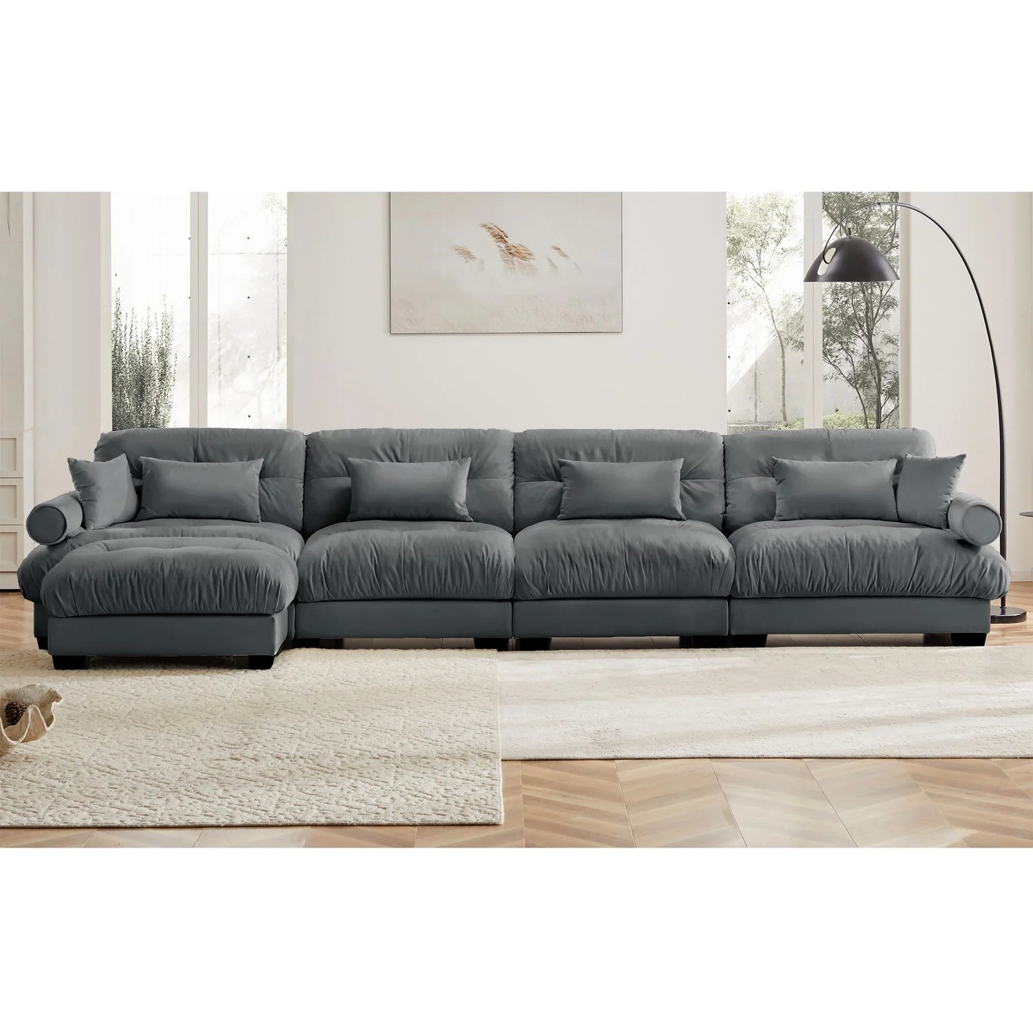 Super Comfort Oversized Modular Sectional Sofa With Movable Ottoman - Furniture Home Direct