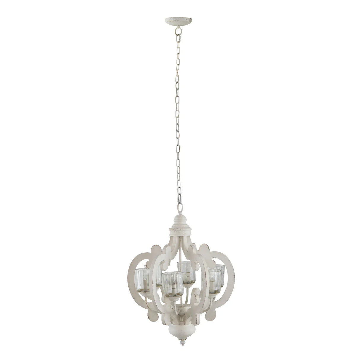 Farmhouse Chandelier, 6 Light Wood Chandelier Pendant Light Fixture With Adjustable Chain For Dining Room Living Room Entryway, Bulb Not Included - Furniture Home Direct