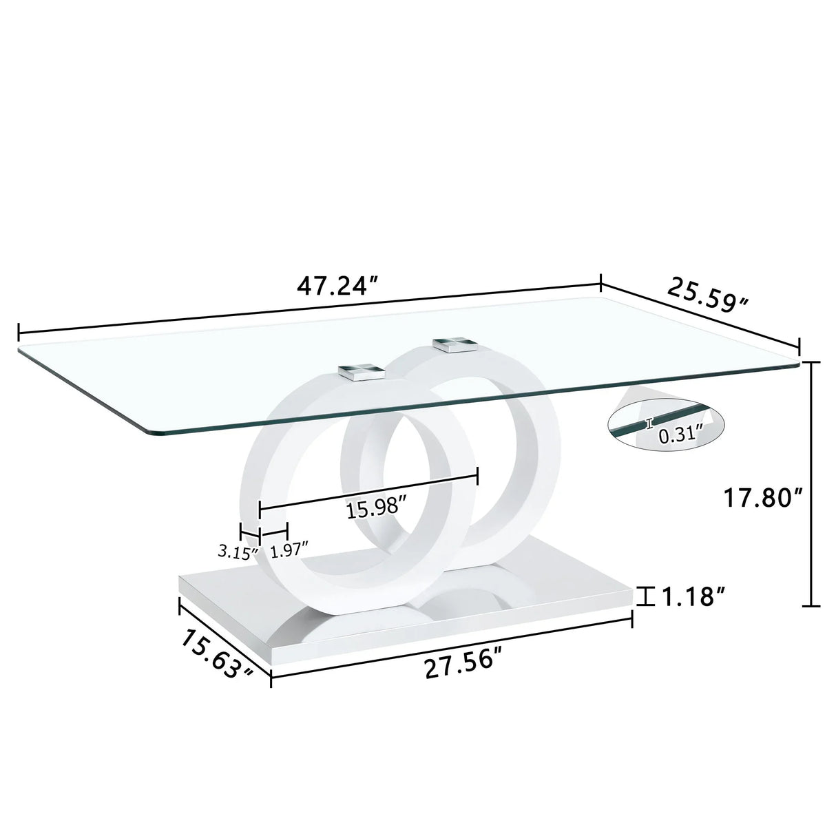 Contemporary Style Glass Top Coffee Table - Furniture Home Direct