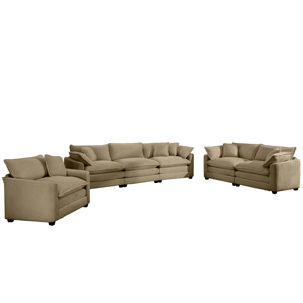 Elegant Corduroy Oversized Sectional Sofa Set With Deep Seats And Flexible Layout - Furniture Home Direct