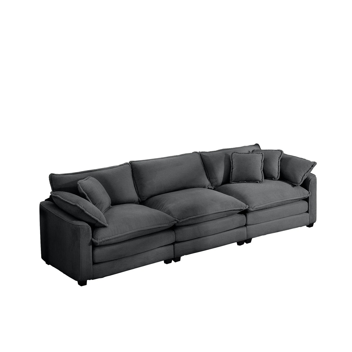 Mid-Century Modern 3 Seater Sectional Sofa With Arm And Throw Pillows - Furniture Home Direct