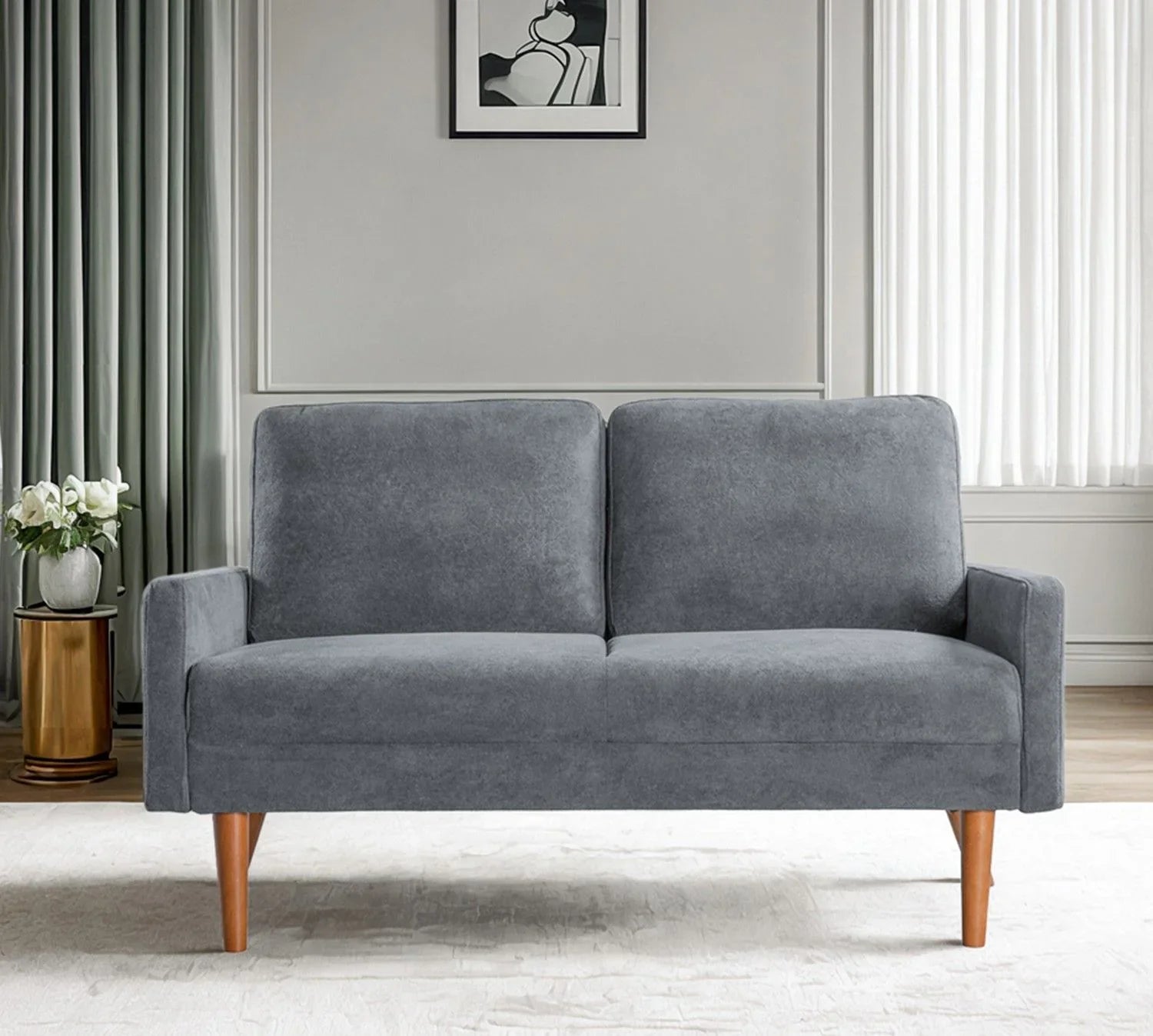 Loveseat Sofa, European Style With Sleek Design, Modern & Vintage Flair, Upholstered 2 Seater Couch - Furniture Home Direct