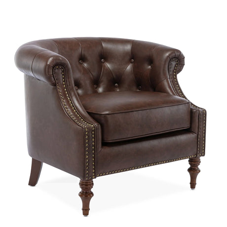 Ophelia - Button Tufted Accent Chair - Brown - Furniture Home Direct