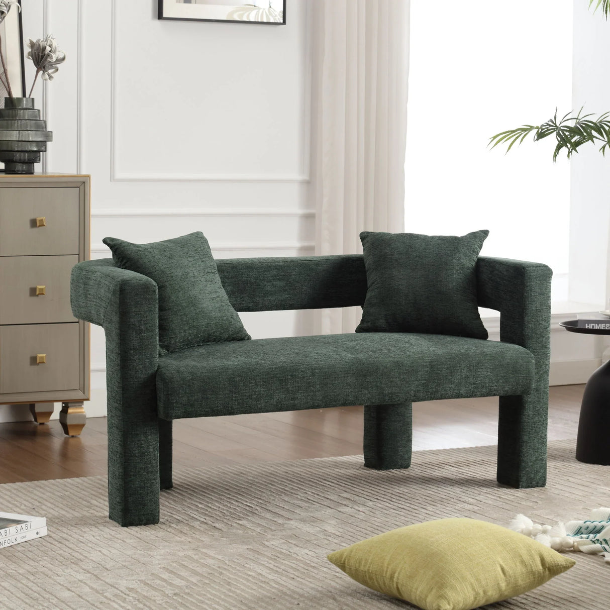 Modern Chenille Loveseat Sofa, Comfy Upholstered 2 Seater - Furniture Home Direct