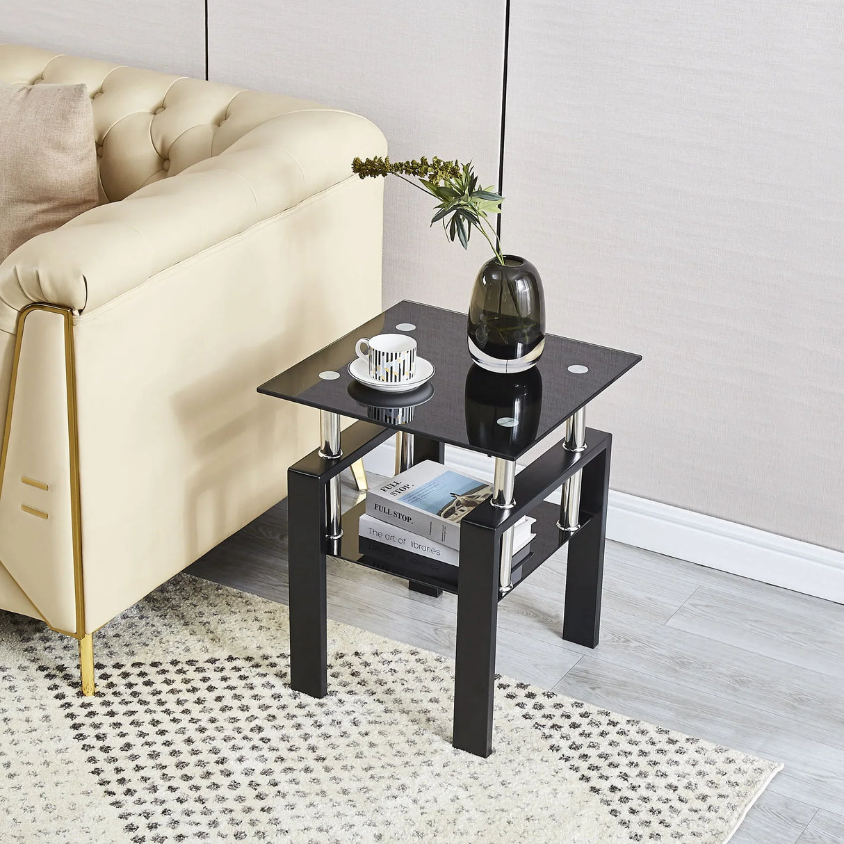 Tempered Glass Table With Storage - Furniture Home Direct