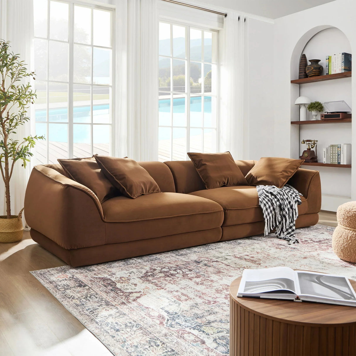 Nordic Modern Sofa With Removable Pillowcase, High Density Sponge Filling, 4 Throw Pillows - Furniture Home Direct