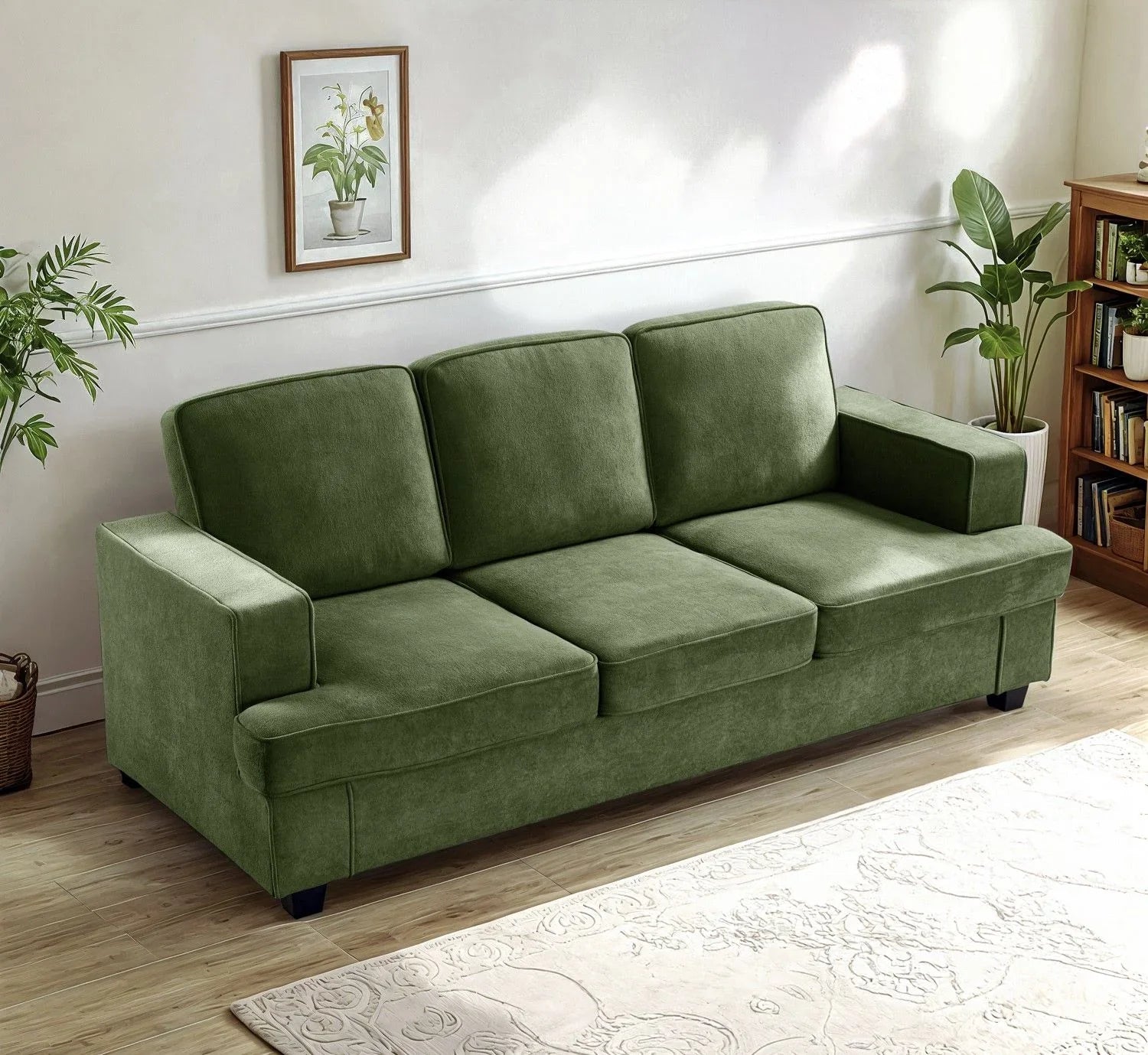 Modern Sofa, Comfortable 3 Seater Couch With Deep Seating, Loose Back Cushions, Wide Arms - Furniture Home Direct