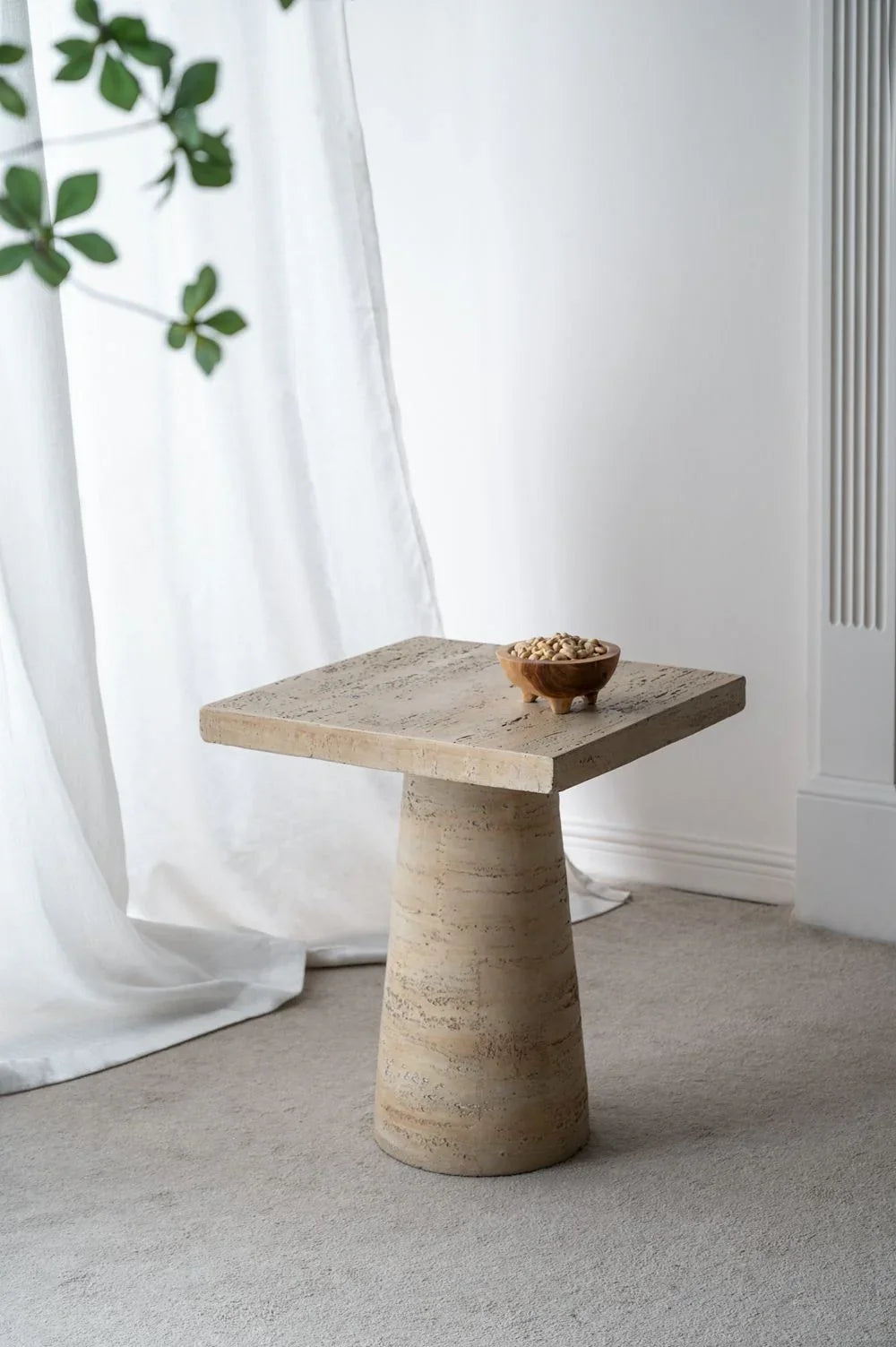 Square Side Table With Pedestal Base - Furniture Home Direct