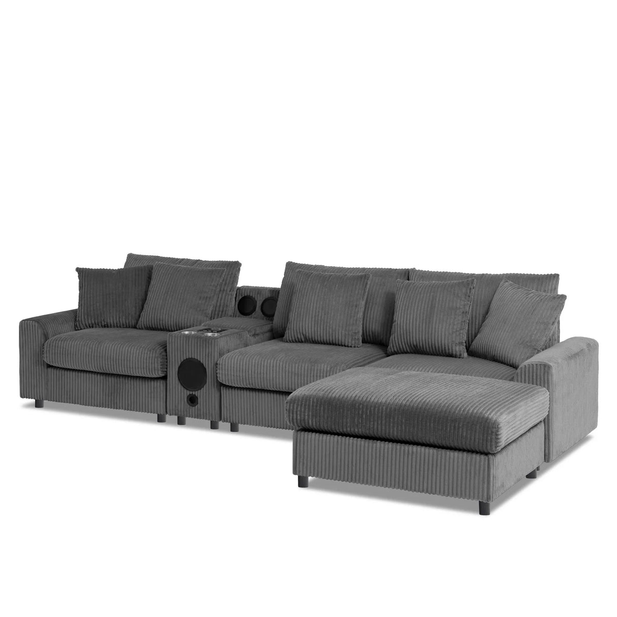 Sectional With Bluetooth Speakers L Shaped Couch With Console USB Charger, Cup Holders Storage Ottoman Deep And Wide Seat Cloud Sofa - Furniture Home Direct