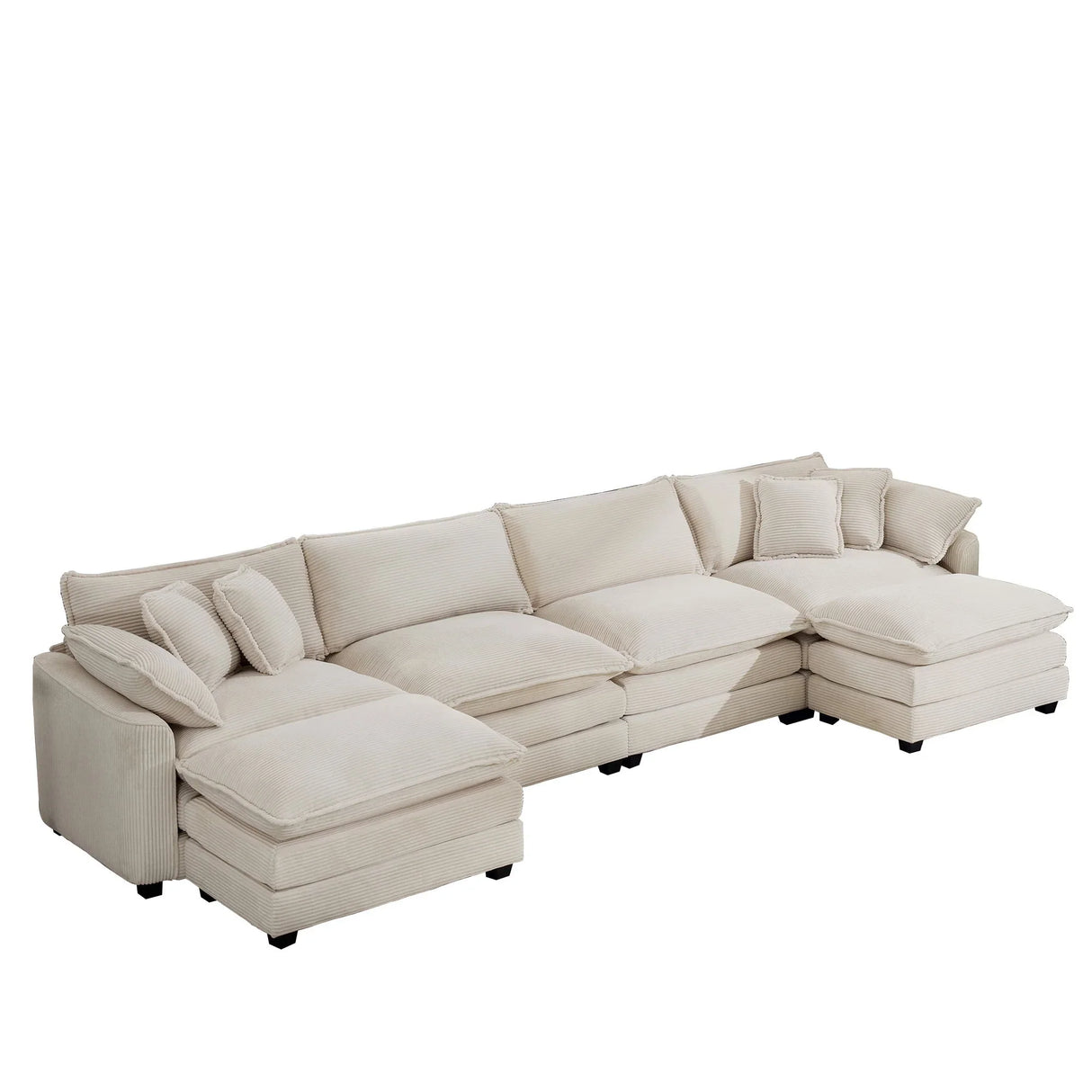 Modern Oversized Modular Cushion Sofa With Ottoman, Low Back, Deep Seating Sofa Set - Furniture Home Direct