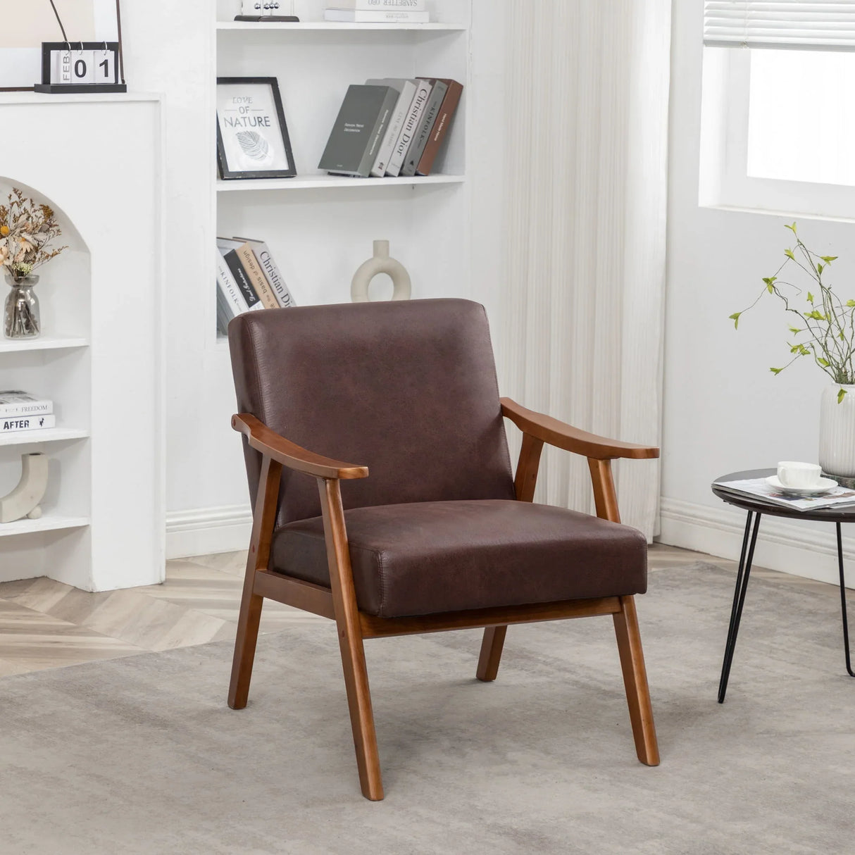 Accent Chair, Classic Mid Century Modern For Extra Seating - Furniture Home Direct