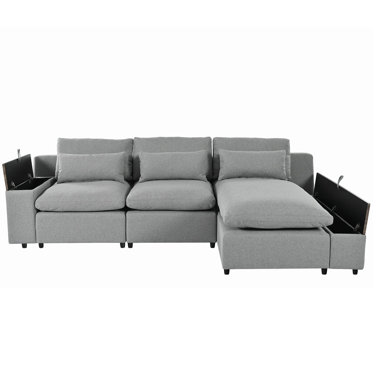 Sectional Sofa Modular With Removable Back Cushions Gray - Furniture Home Direct