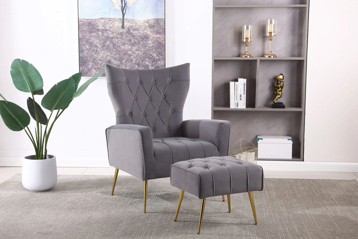 Modern Accent Chair With Ottoman, Comfy Armchair For Living Room - Furniture Home Direct
