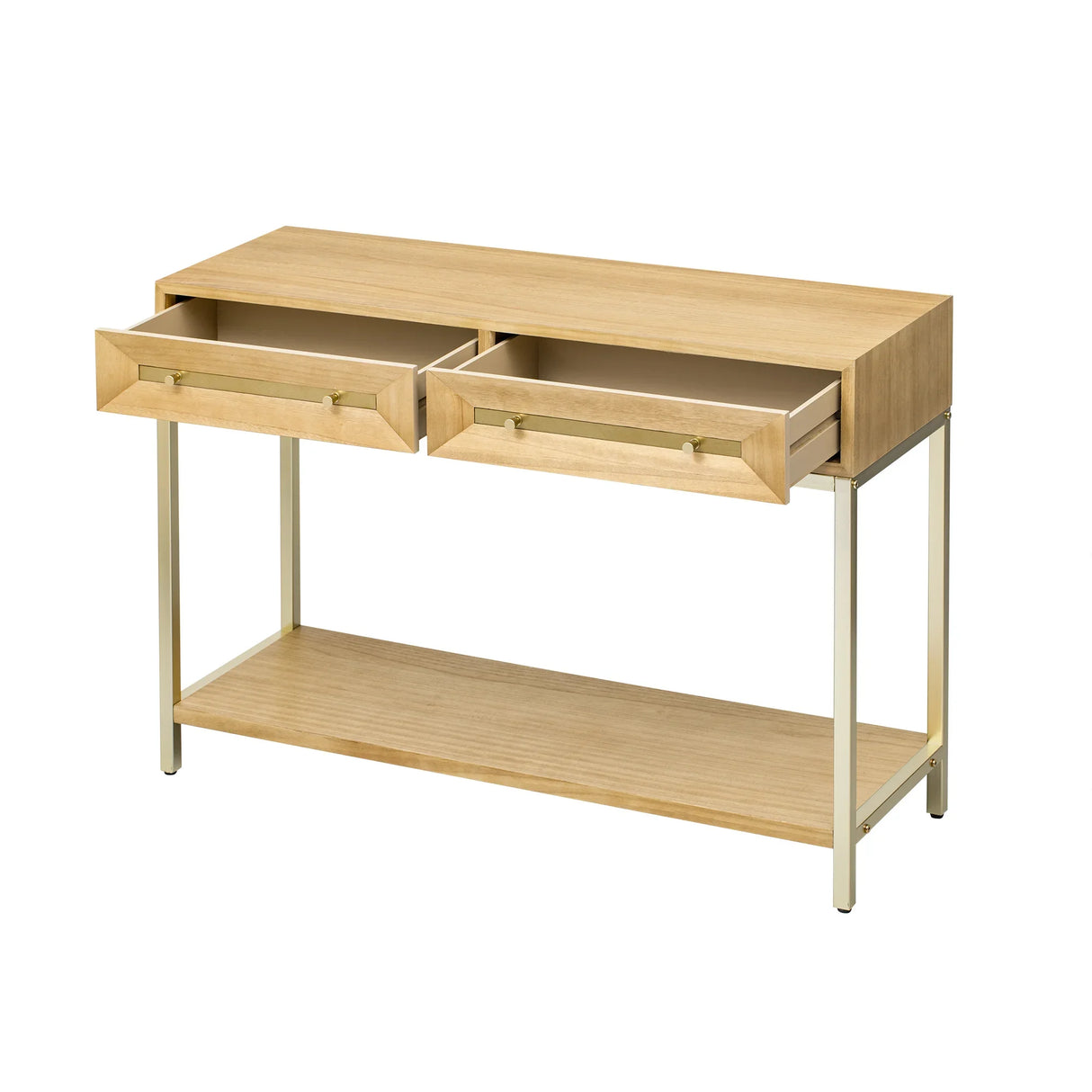 Console Table With Two Drawers Geometric Design Natural - Furniture Home Direct
