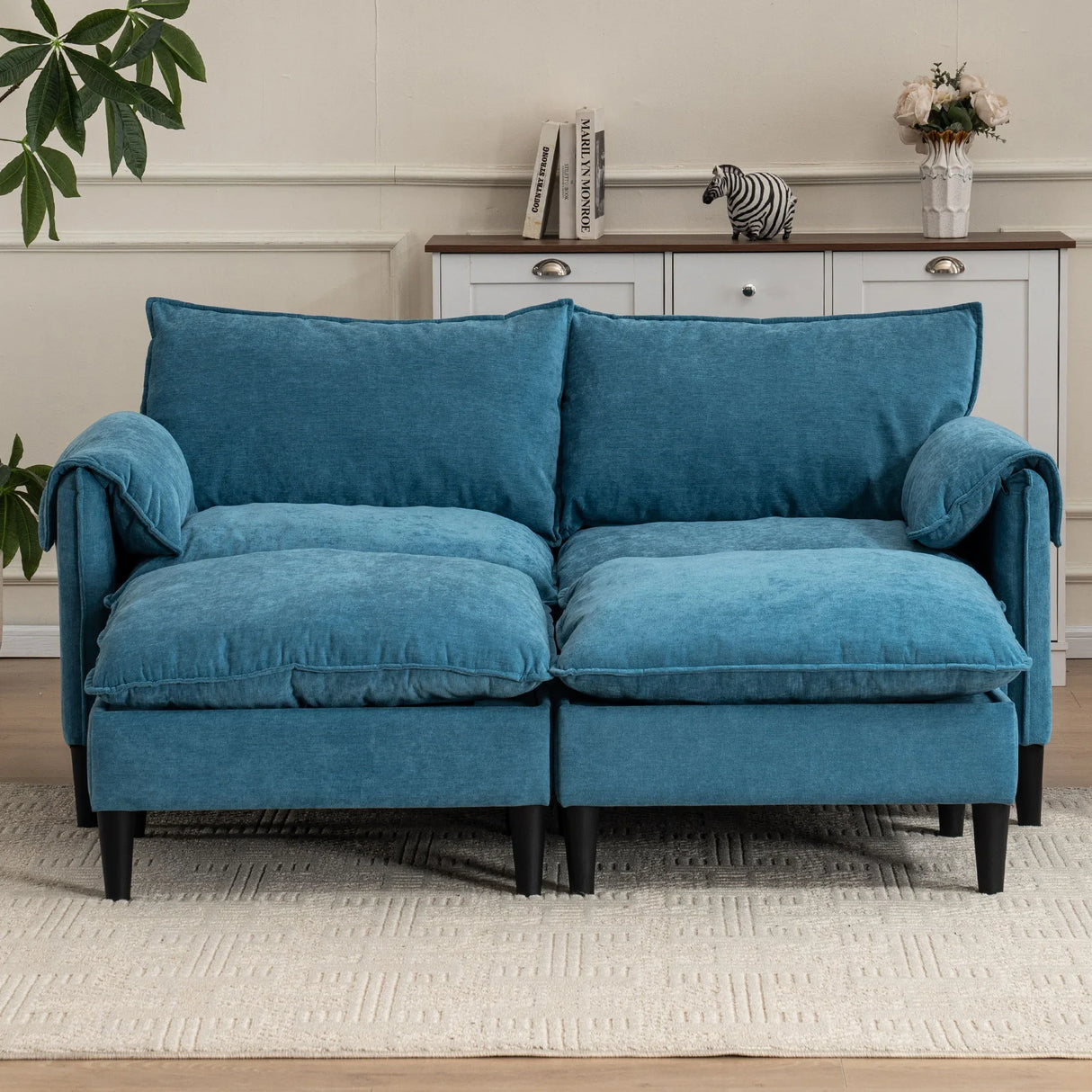 Convertible Combination Sofa With Footstools With Storage - Furniture Home Direct