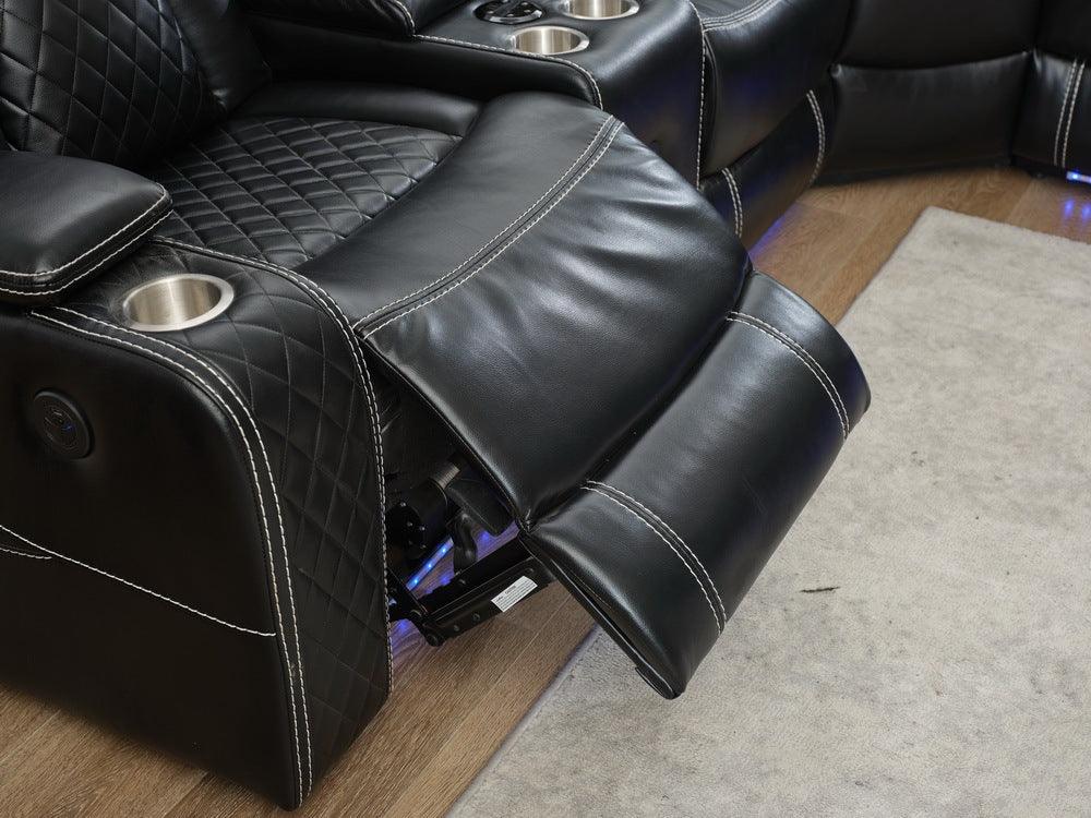 Sectional Sofa With Power Recline LED Lighting Black - Furniture Home Direct