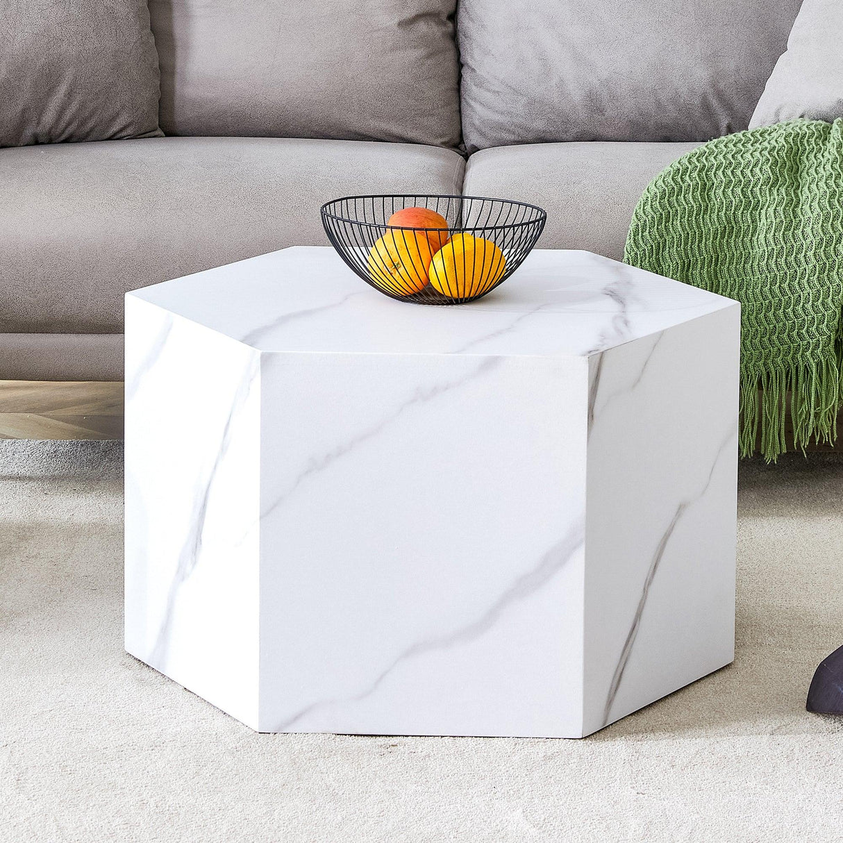 Modern Coffee Table With Faux Marble Design