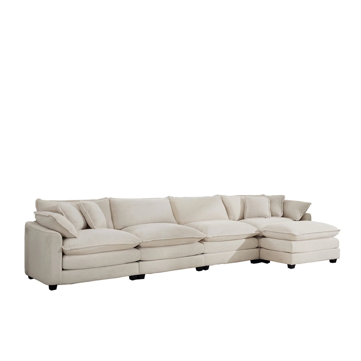 Modern Oversized Modular Cushion Sofa With Ottoman, Low Back, Deep Seating Sofa Set - Furniture Home Direct