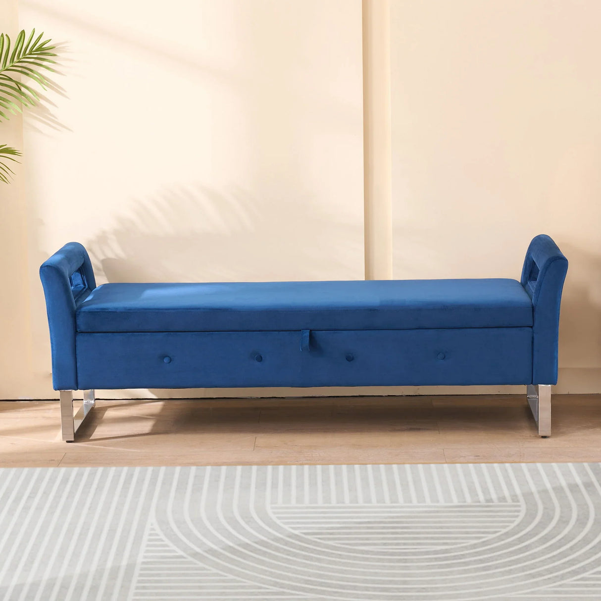 Wide Storage Soft Ottoman Bench With Armrests - Furniture Home Direct