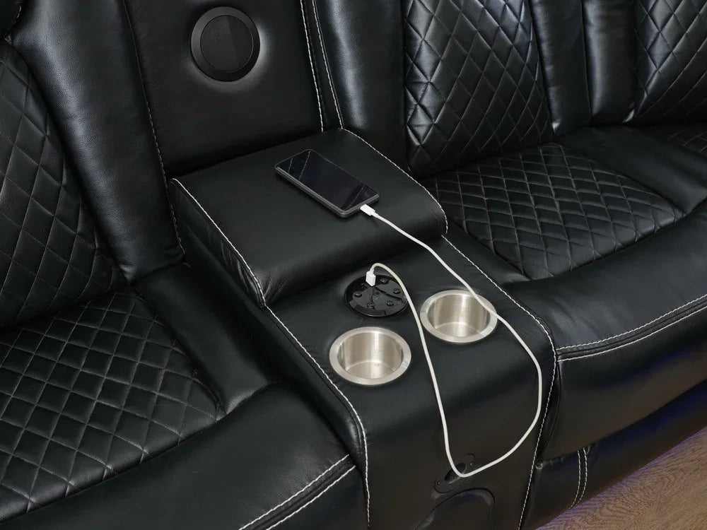 Sectional Sofa With Power Recline LED Lighting Black - Furniture Home Direct