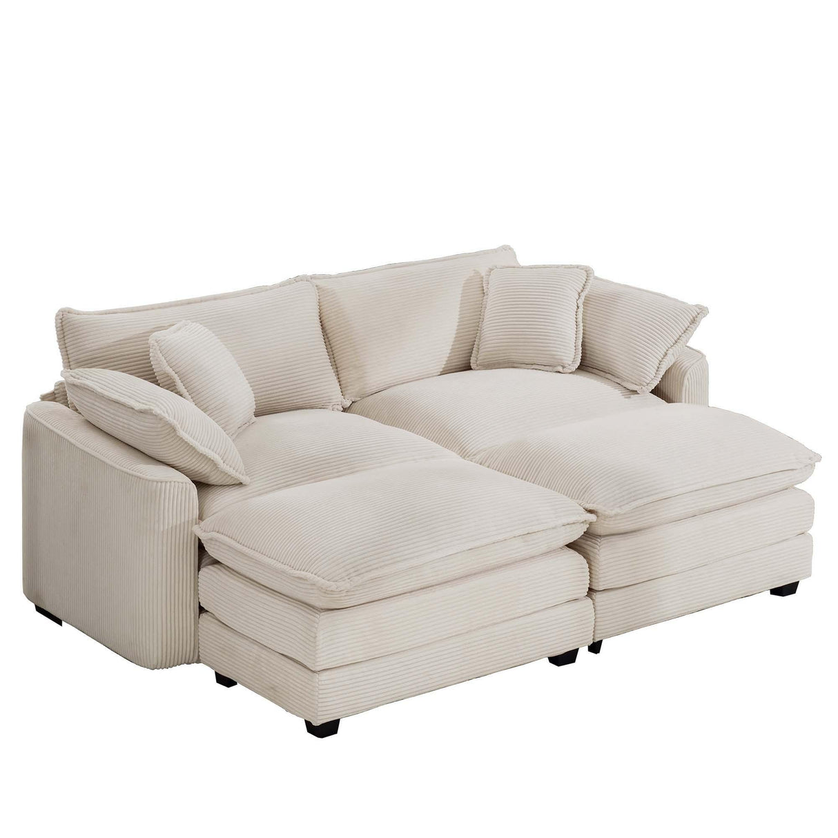 Modern Oversized Modular Cushion Sofa With Ottoman, Low Back, Deep Seating Sofa Set - Furniture Home Direct
