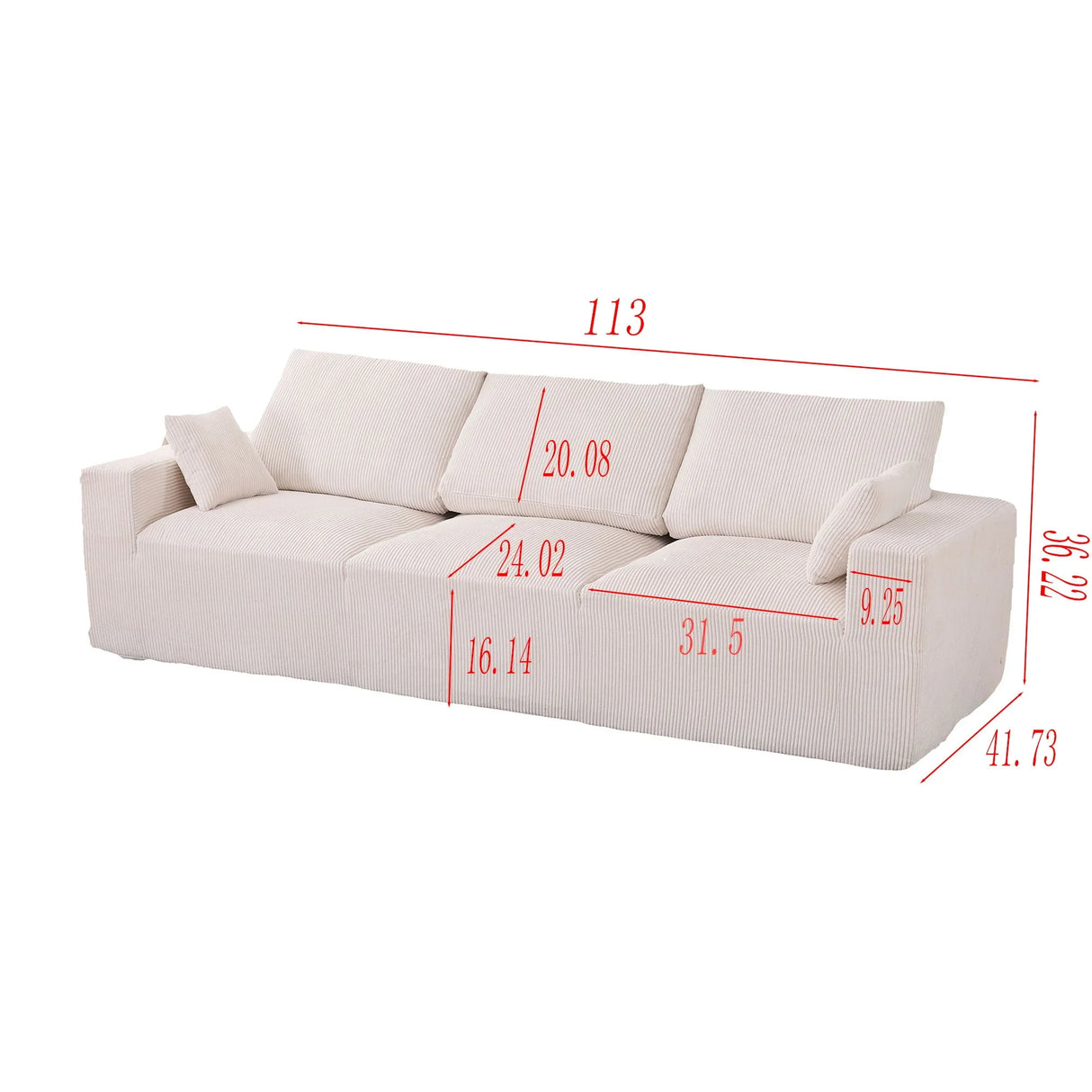 Modular Sectional Sofa With Extra Wide Cushion, USB / Type C Charger, Petal Armrest - Furniture Home Direct
