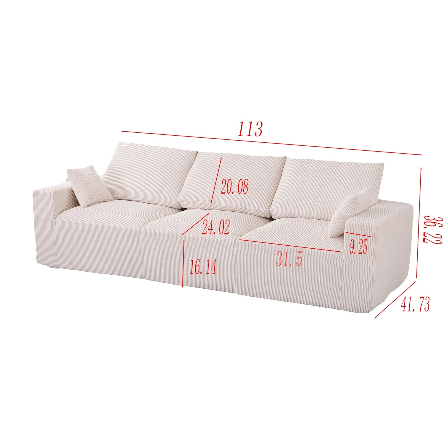 Modular Sectional Sofa With Extra Wide Cushion, USB / Type C Charger, Petal Armrest - Furniture Home Direct