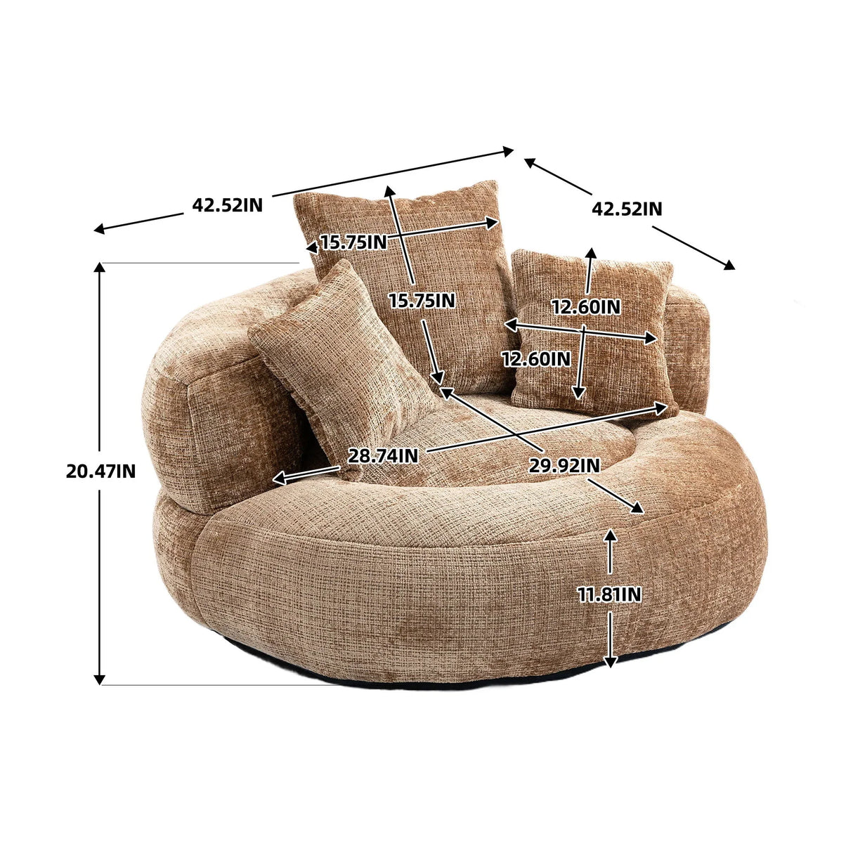 Lazy Sofa High Back Bean Bag Chair Couch With 3 Pillows - Furniture Home Direct