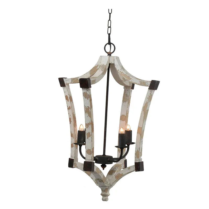4 Light Chandelier, Hanging Light Fixture With Adjustable Chain For Kitchen, Bulb Not Included - Cream - Furniture Home Direct